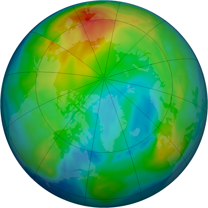 Arctic ozone map for 01 December 2010